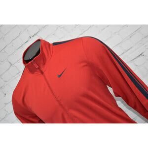 Nike Jacket Men Size Large Athletic Red Performance Polyester Dri-Fit Full Zip